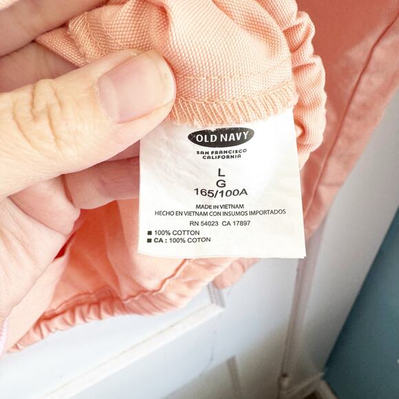 Old Navy ON Peach Field Utility Jacket Funnel Neck Gold Buttons Cinched Waist L - Picture 11 of 14